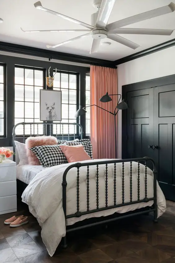 White walls with black trim bedroom | HGTV Pinterest