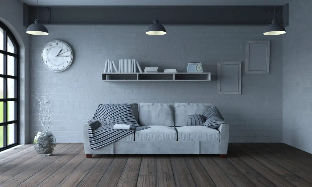 monochromatic gray living room color 