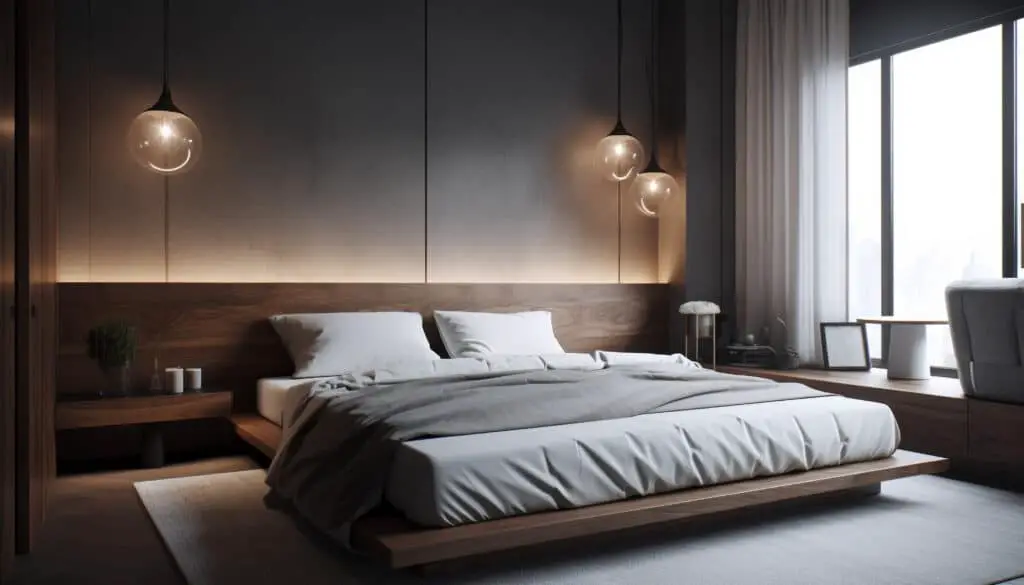 moody minimalist bedroom