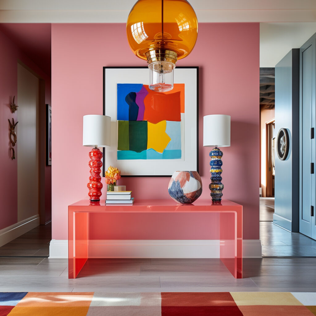 modern styled colorful entryway