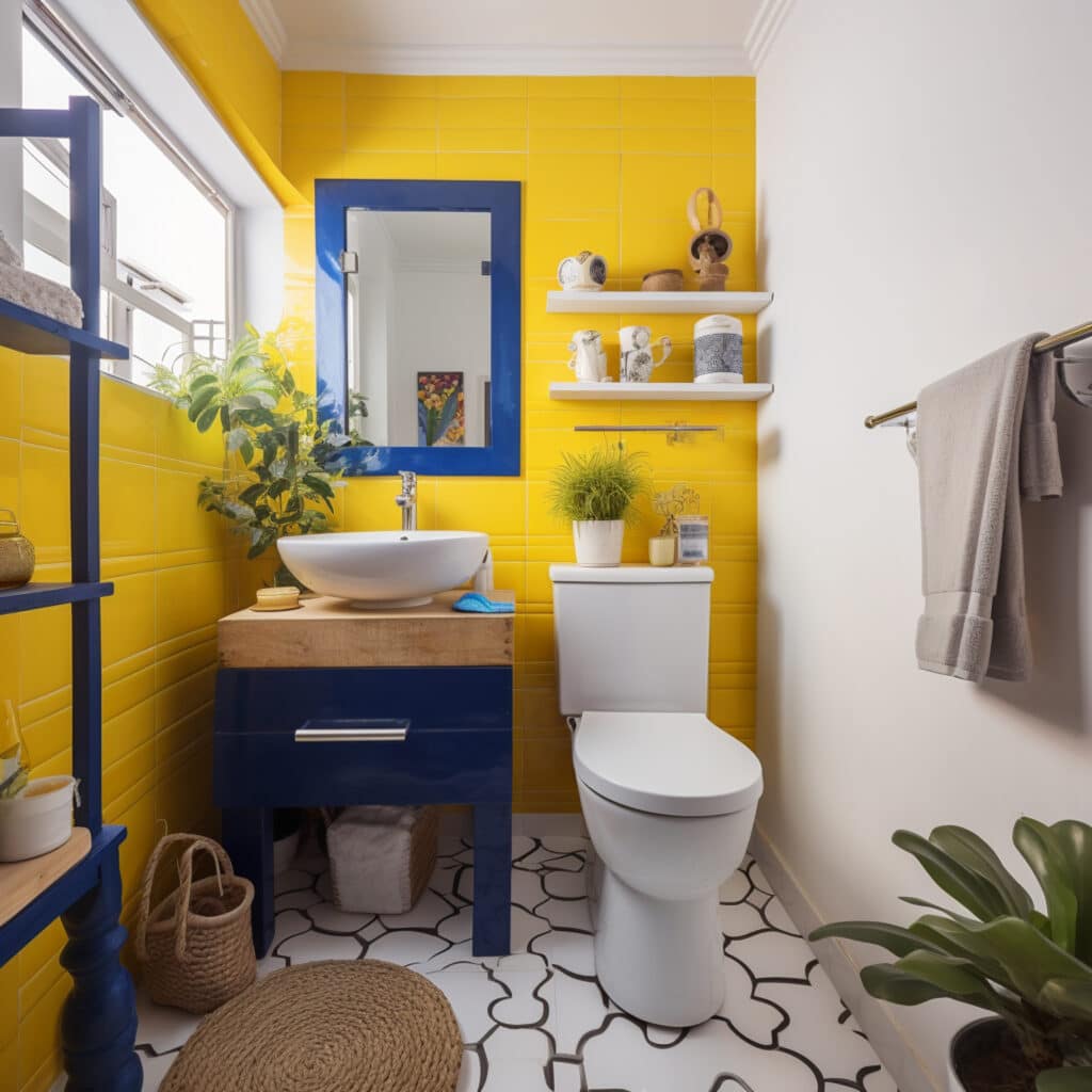 small bathroom colorful with beautiful tiles