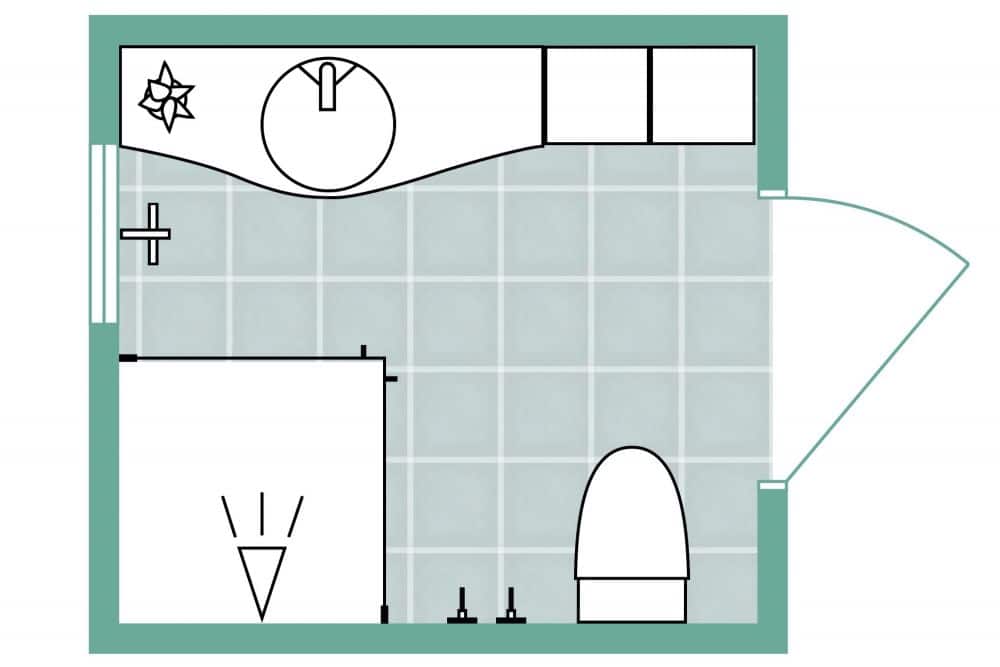 square bathroom layout