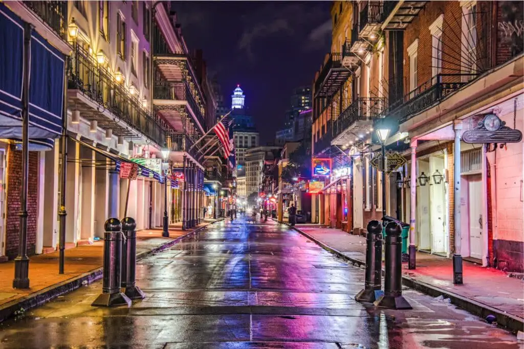 Bourbon Street in Downtown New Orleans, Louisiana, USA - louisiana remodeling companies