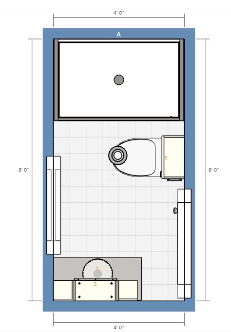 4x8 bathroom layout