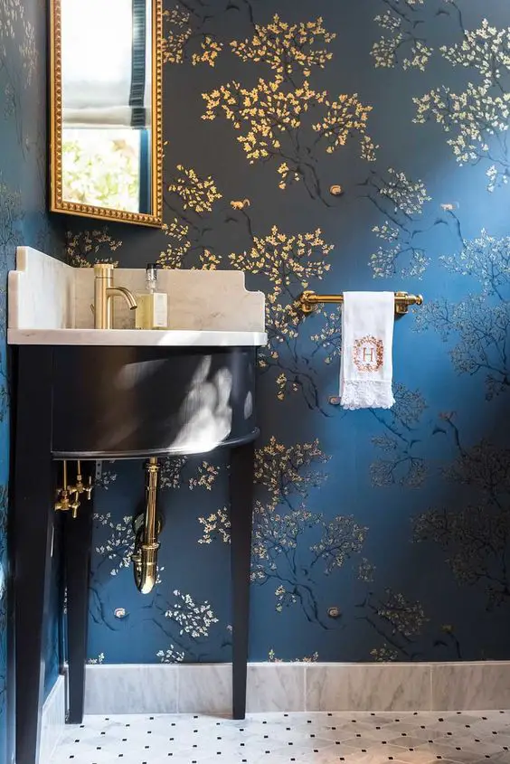 golden mural bathroom wallpaper