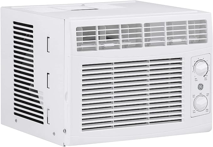 GE Window Air Conditioner Unit, 5,000 BTU for Small Rooms up to 150 sq ft. with Manual Adjustable Fan and Cooling Settings, Perfect for Small Bedroom or Living Room, Easy Install Kit Included, White