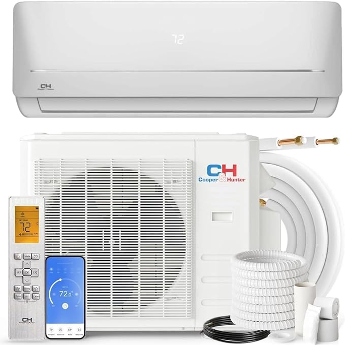 Cooper & Hunter MIA Series, Mini Split Air Conditioner and Heater, 9,000 BTU, 115V, 21.5 SEER2, Wall Mount Ductless Inverter System, With Installation kit