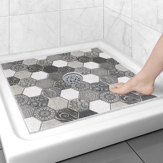 Square Shower Mat Non Slip: 27x27 Inch Extra Large Shower Floor Mat